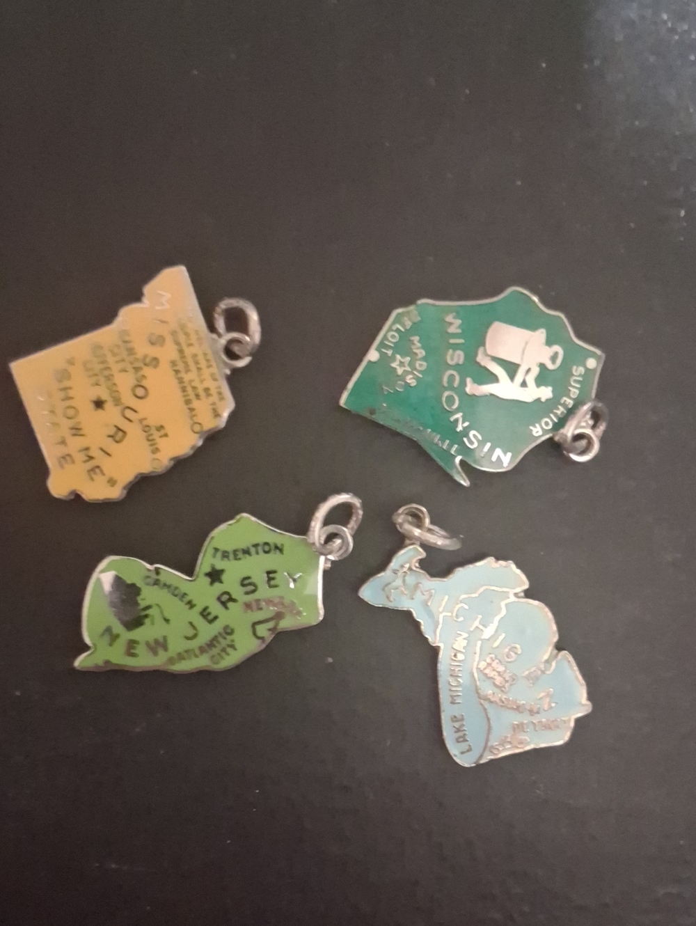 Enamel State Charm Lot — Yellow, Green, Light Blue
